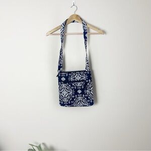 Vera Bradley Blue & White Floral Print NEW Cotton Quilted Crossbody Bag